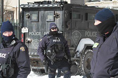 Police Break Up Ottawa Truck Protest : February 2022 : Personal Photo Projects : Photos : Richard Moore : Photographer